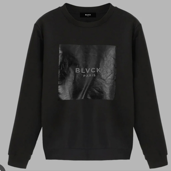 BLVCK Paris Exclusive Square Logo French Terry Cotton Sweatshirt - Picture 2 of 8